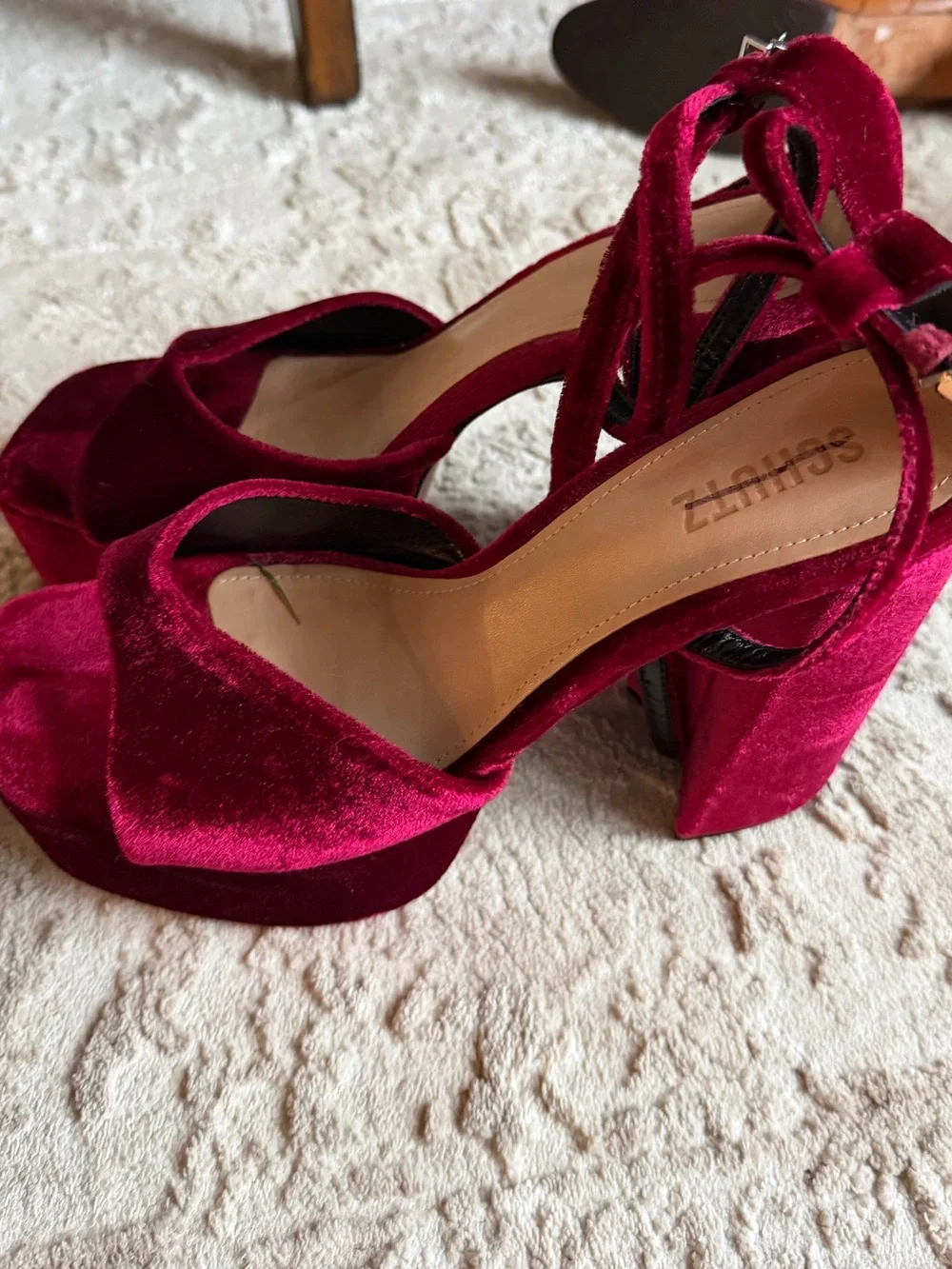 Anthropology Schutz Aryia platform size 8.5 cottagecore y2k whimsical red velvet